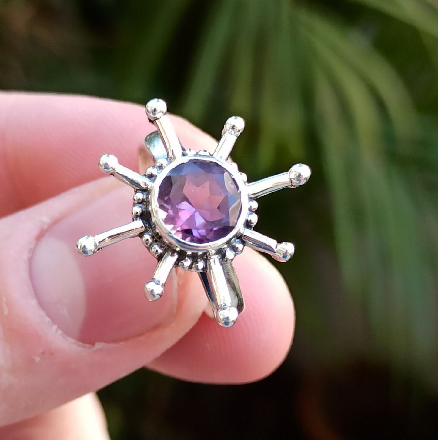 Amethyst Sterling Silver Handmade Statement Ring for Women, Amethyst Gemstone Ring, Gift for Her, Boho Ring