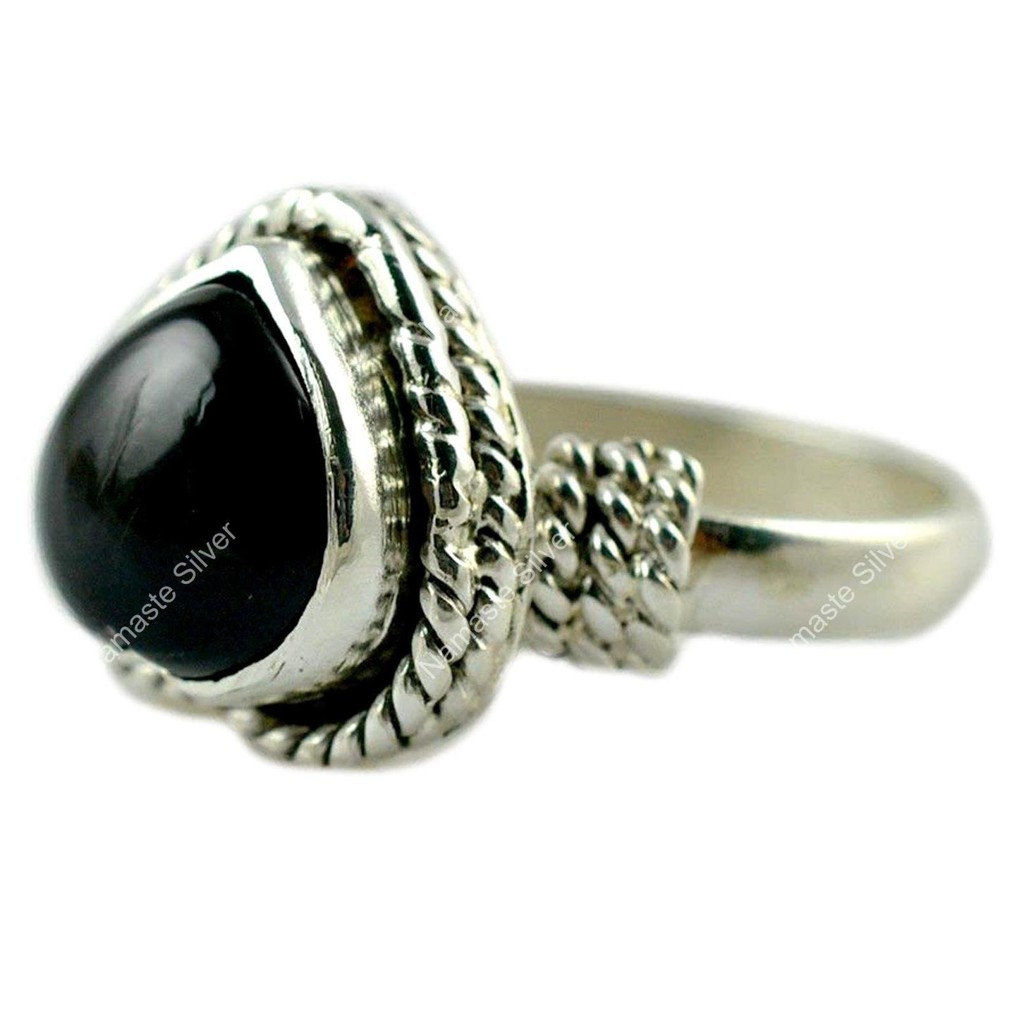 Black Onyx Ring, 925 Sterling Silver Promise Ring, Natural Onyx Heart Shape Gemstone Handmade Jewelry, July Birthstone, Unique Gift for her