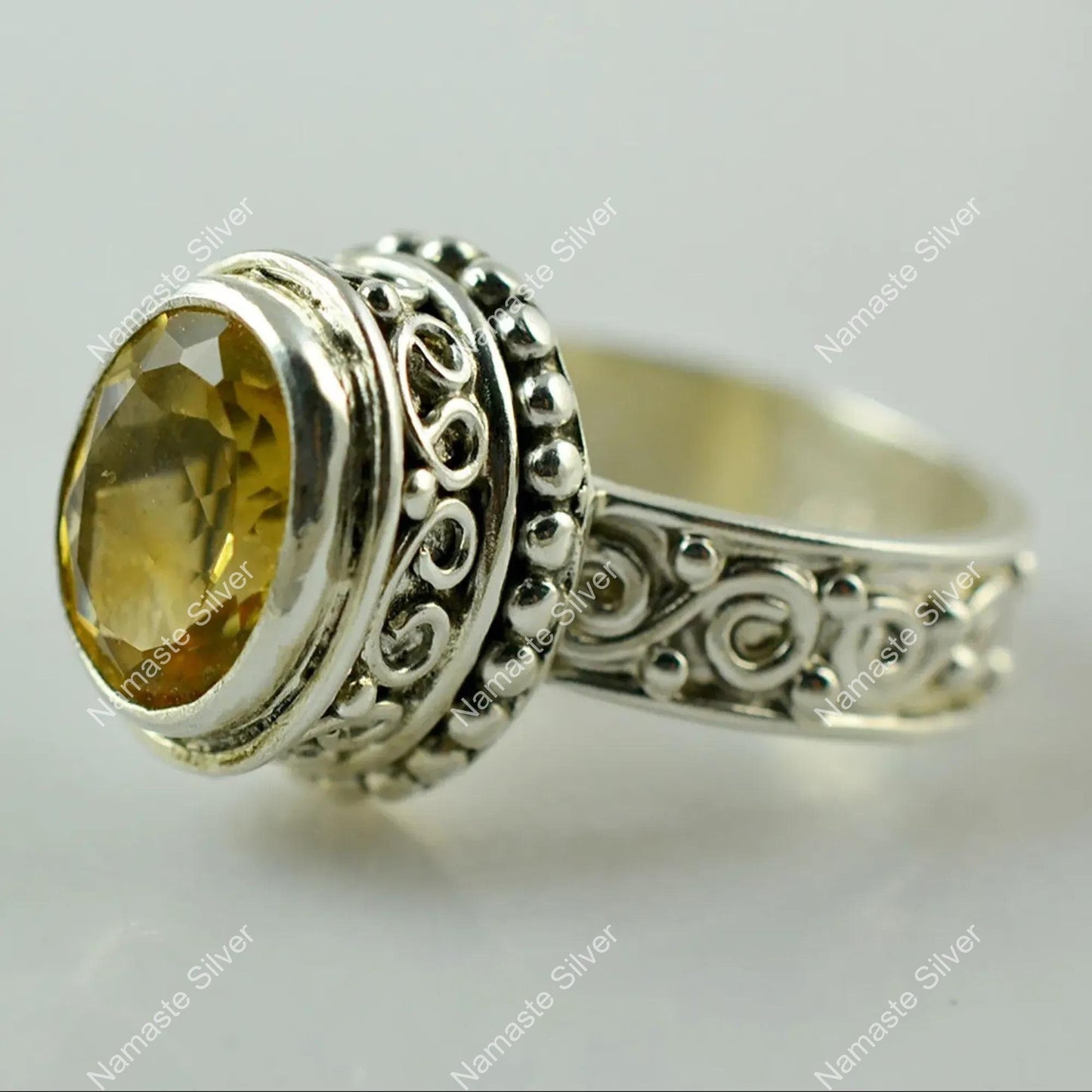 Citrine Ring, 925 Sterling Silver Promise Ring, Natural Citrine Oval Gemstone Handmade Jewelry, November Birthstone, Christmas Gift For Her