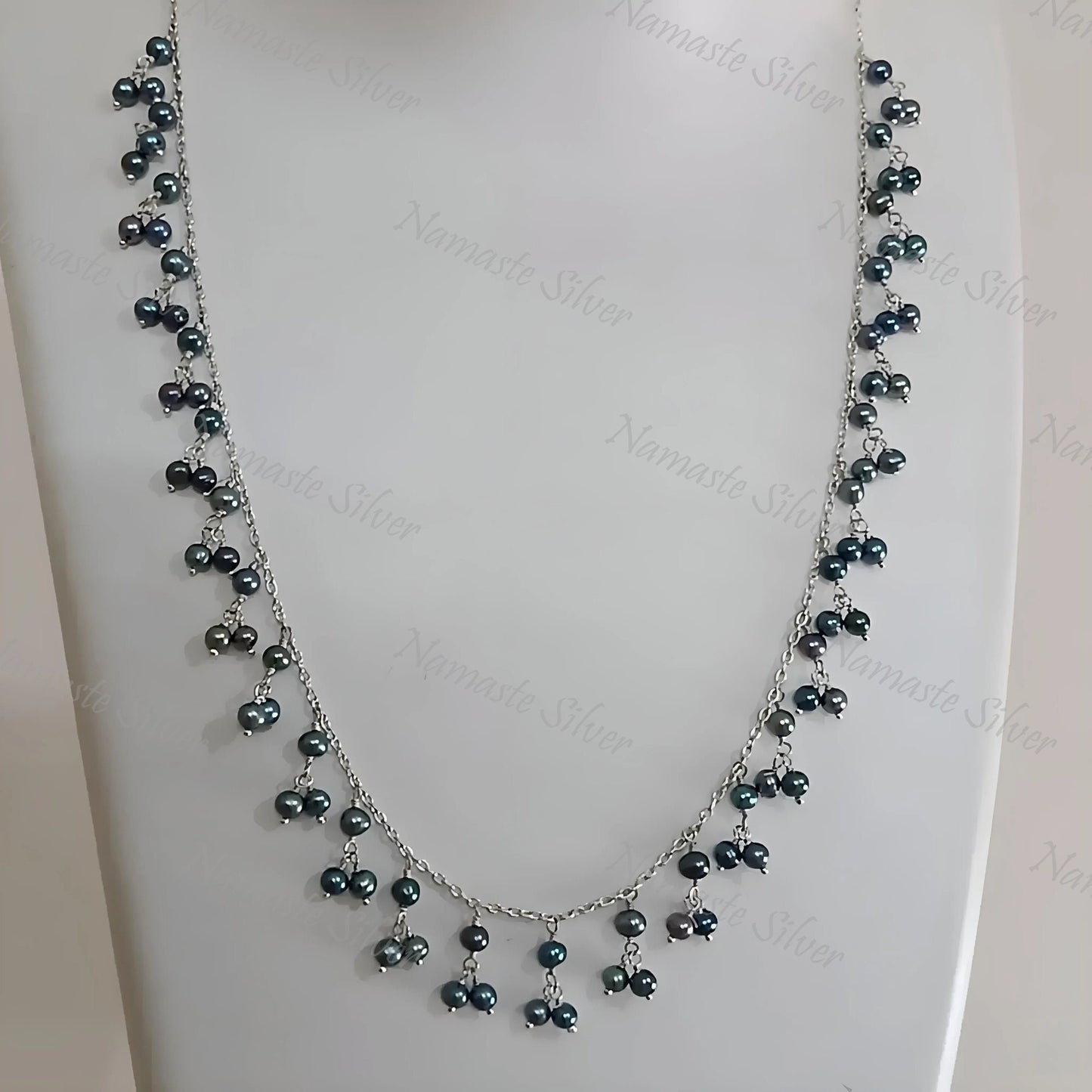 Grey Pearl Necklace, 925 Sterling Silver Choker Necklace, Freshwater Grey Pearl Beads Handmade Boho Jewelry, June Birthstone, Gift for Her