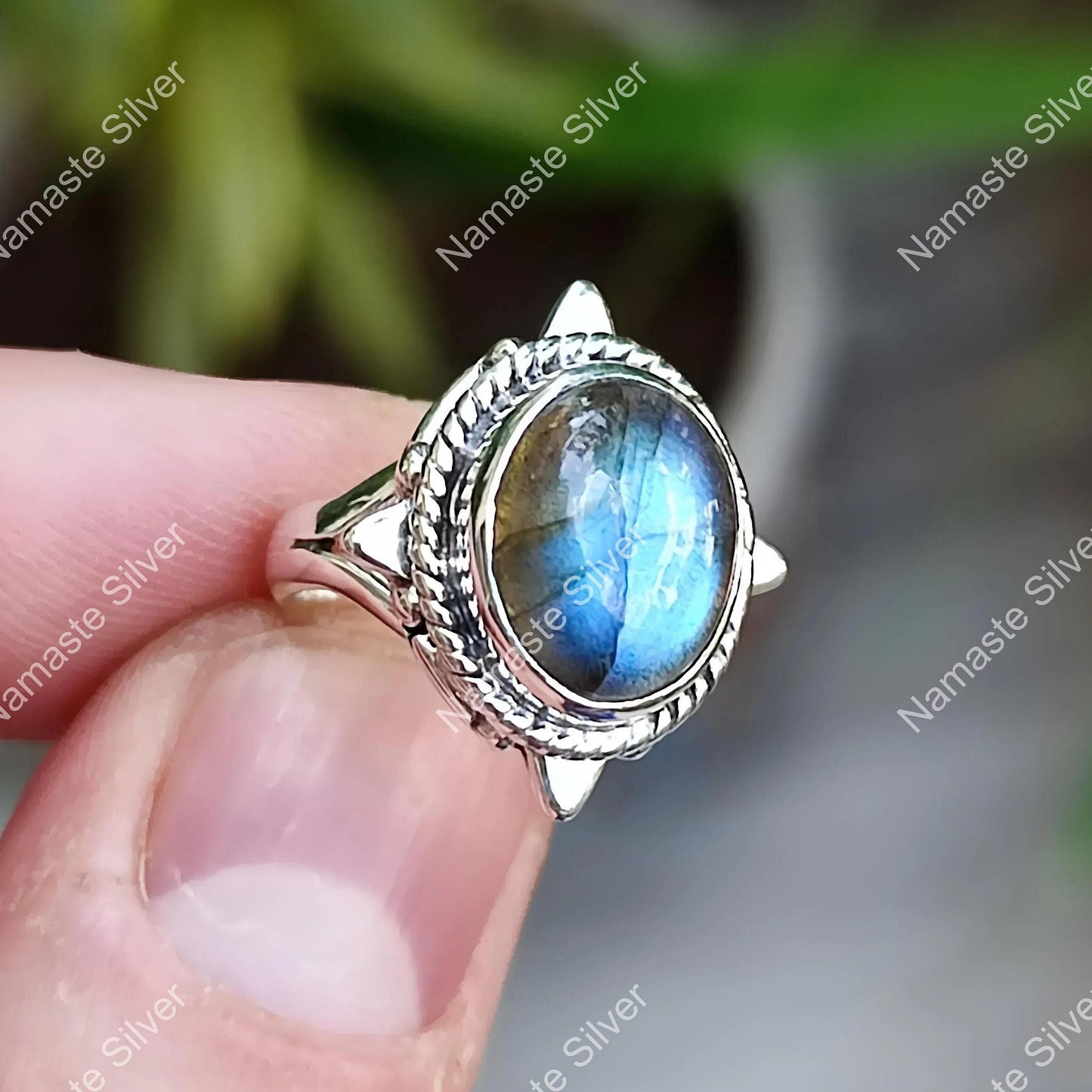 Labradorite Ring, 925 Sterling Silver Promise Ring, Natural Labradorite Oval Gemstone Handmade Jewelry, November Birthstone, Gift for her