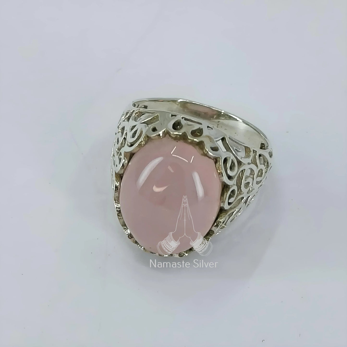 Rose Quartz Ring, 925 Sterling Silver Promise Ring, Natural Pink Crystal Gemstone Oval Handmade Jewelry, January Birthstone, Gift for her
