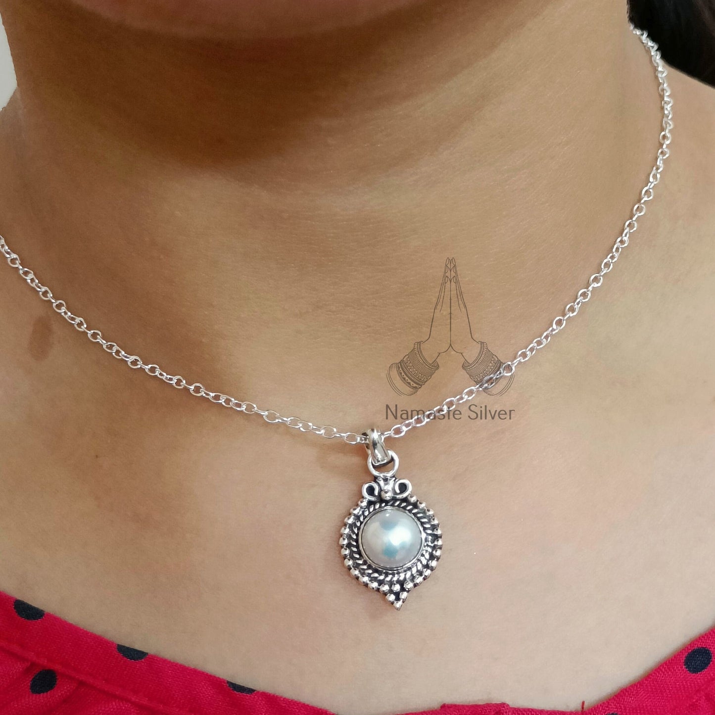 Pearl Pendant, Pearl Necklace, Pearl Silver Necklace, Pearl Jewelry, Pearl Handmade necklace, Gift for her, Pearl Locket Chain Necklace