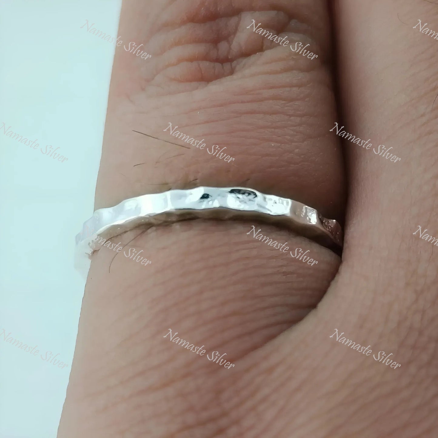 Hammered Silver Ring, 925 Sterling Silver Dainty Ring Band, 2.0 mm Handmade Stackable Minimalist Promise Jewelry, Unique Gift for Her, Him