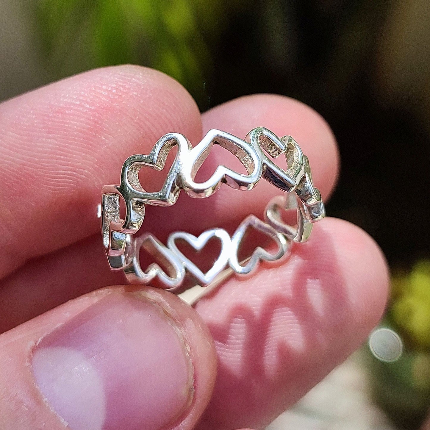 Heart to Heart Ring, 925 Sterling Silver Handmade Promise Ring, Heart shape Jewelry, Connected Heart Ring Band, Gift for Her Birthday