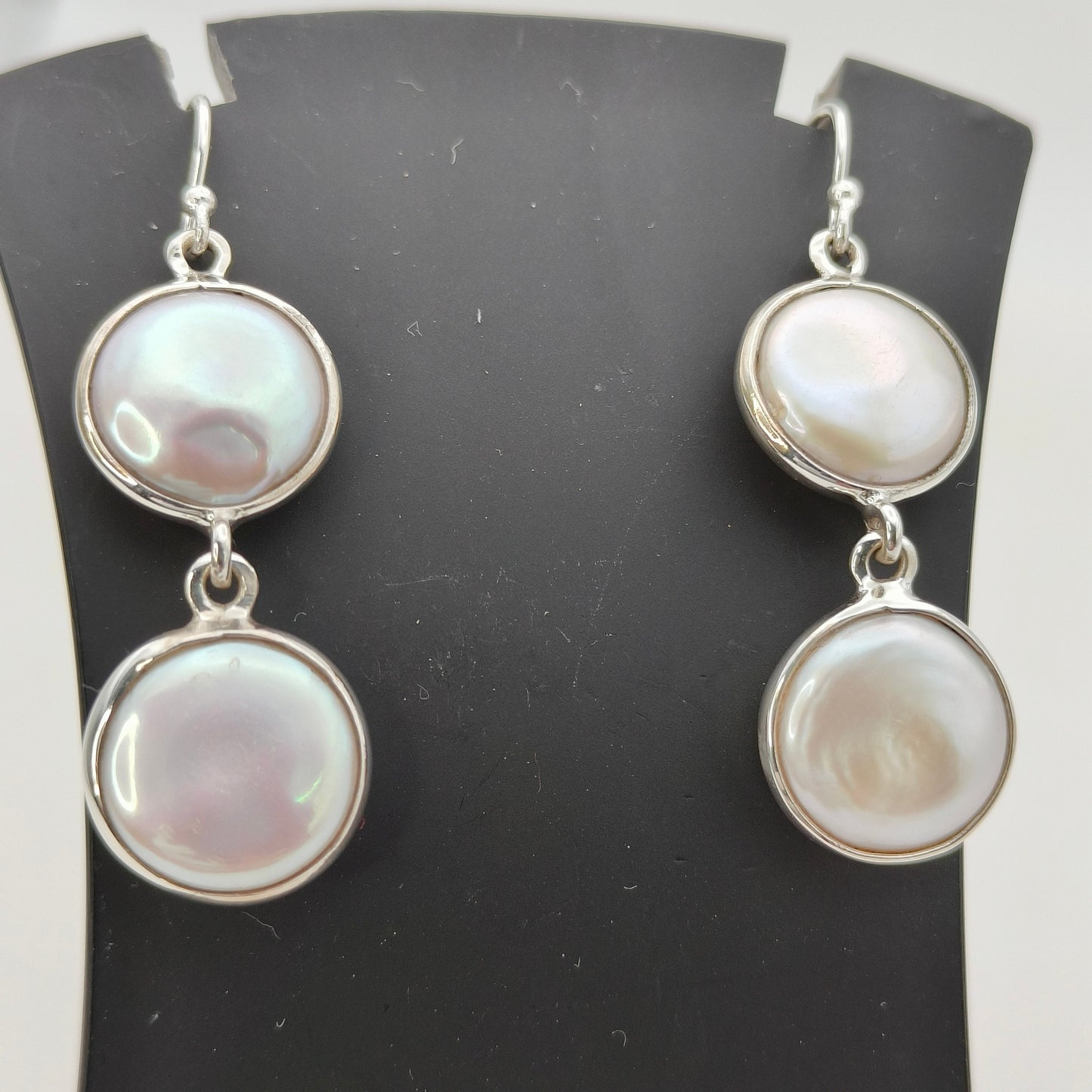 Coin Pearl Earrings, 925 Sterling Silver Handmade Dangle Earrings, Genuine Freshwater Coin Pearl Jewelry, Gift for her Birthday Anniversary