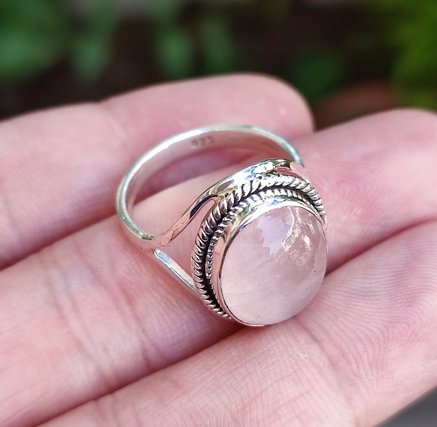 Rose Quartz Ring, 925 Sterling Silver Handmade Promise Ring, Natural Pink Gemstone Oval Jewelry, January Birthstone, Gift for Her Birthday