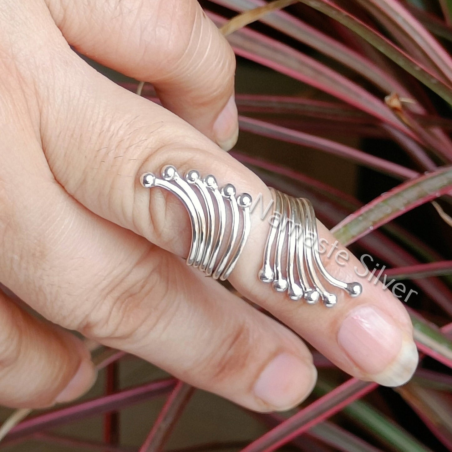 925 Sterling Silver Ring, Plain Silver Ring Band, 925 Solid Sterling Silver Floral Women Adjustable Ring, Dainty Ring, Gift for her