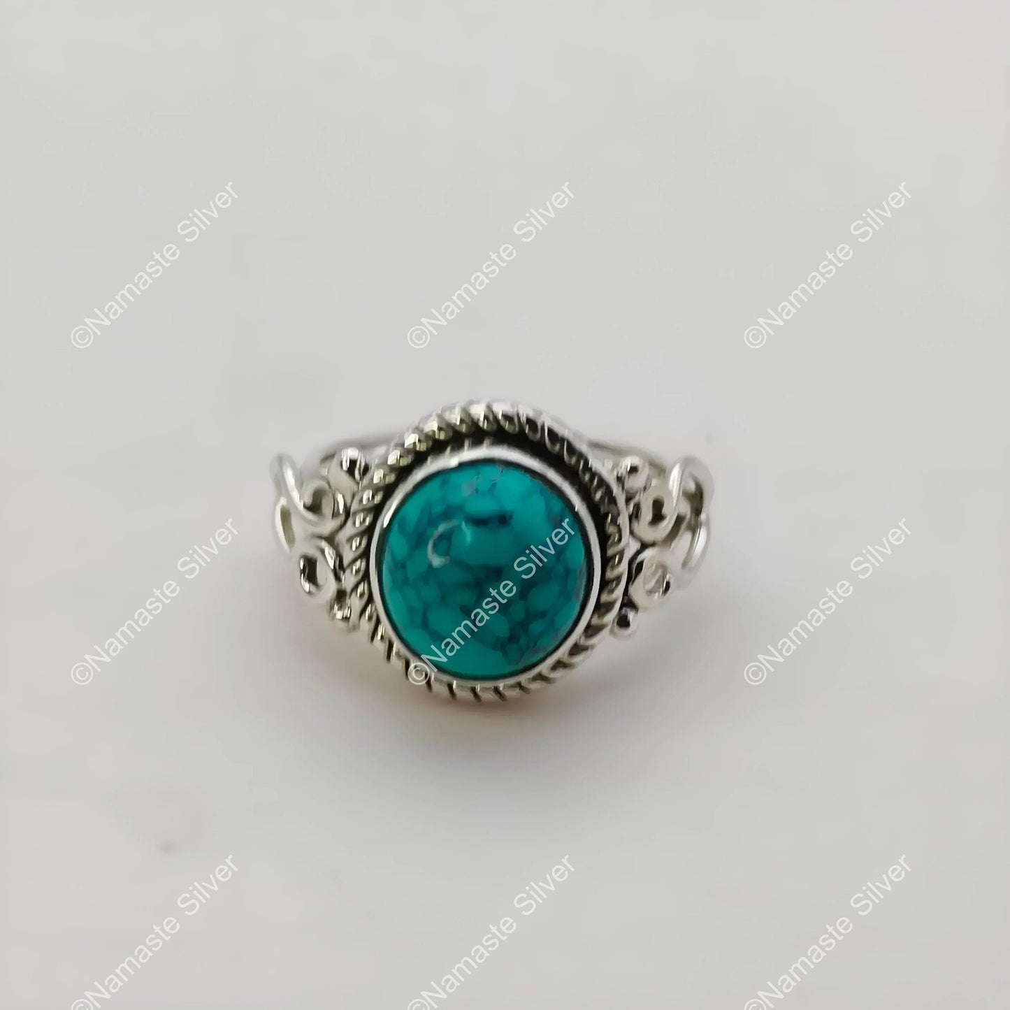 Turquoise Promise Ring, Sterling Silver Blue Gemstone Ring, Handmade Boho Jewelry, December Birthstone Gift, Natural Turquoise Ring for Her