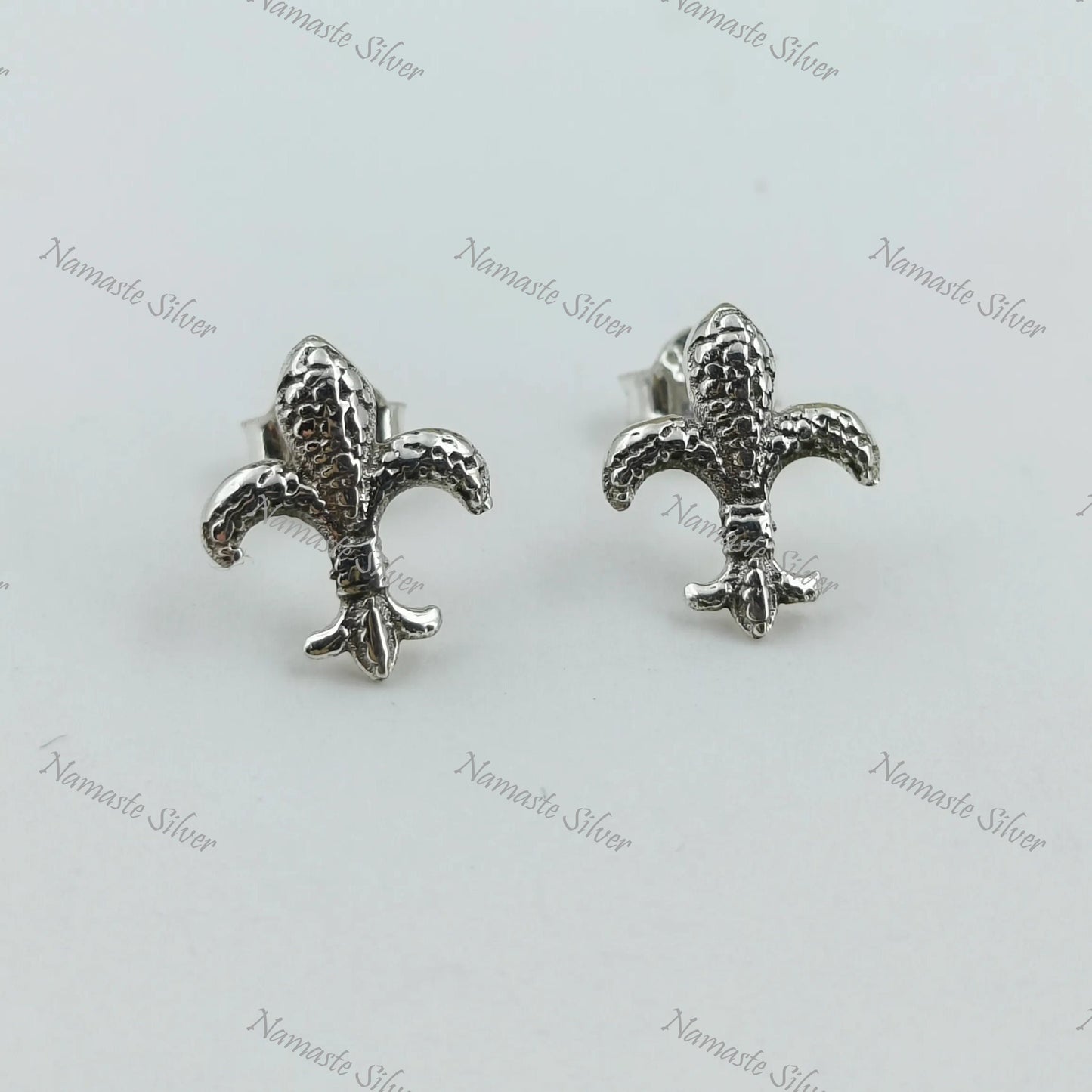 Fleur De Lis Earrings, 925 Sterling Silver Minimalist Studs, Dainty Royal Lily Flower Earrings, Tiny Silver Fleur De Lis Posts, Gift For Her