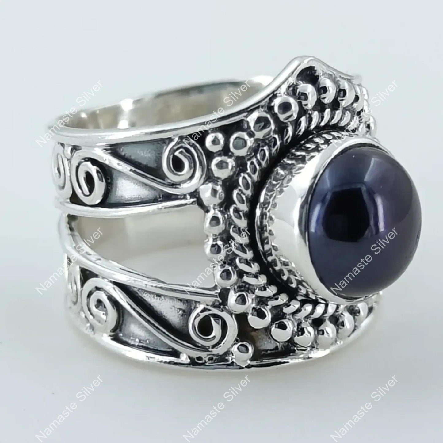 Pearl Ring, 925 Sterling Silver Statement Promise Ring, Freshwater Black Pearl Handmade Boho Jewelry, June Birthstone, Unique Gift For Her