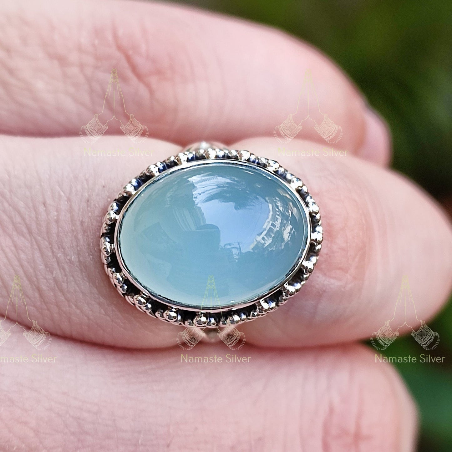 Chalcedony Ring, 925 Sterling Silver Handmade Statement Promise Ring, Natural Chalcedony Oval Gemstone Jewelry, May Birthstone, Gift For Her