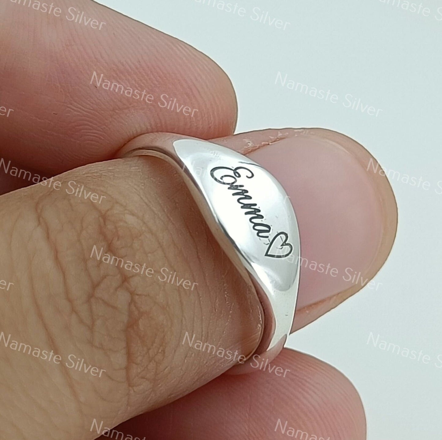 Custom Name Ring, 925 Sterling Silver Engraved Name Jewelry, Personalized Handmade Rings, Stackable Initial Ring, Unique Dainty Gift for Her
