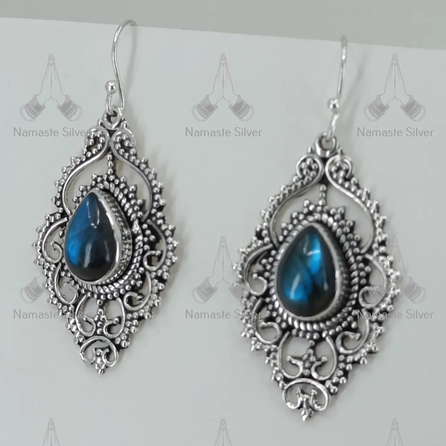 Labradorite Earrings, 925 Sterling Silver Handmade Dangle Earrings, Natural Labradorite Pear Shape Gemstone Jewelry, Birthstone Gift for Her