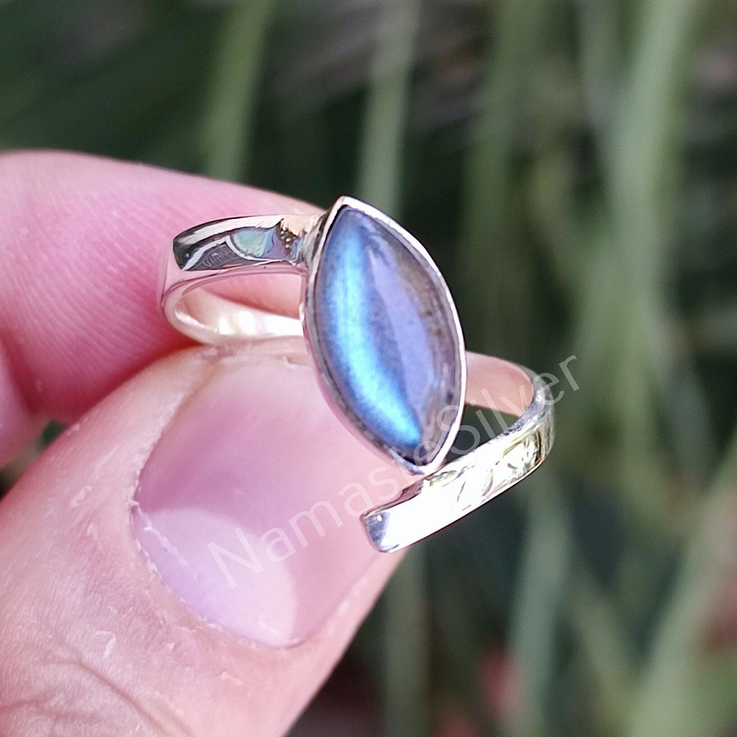 Labradorite Ring, 925 Sterling Silver Handmade Promise Ring, Natural Labradorite Marquise Gemstone Jewelry, Birthstone Gift For Her Birthday