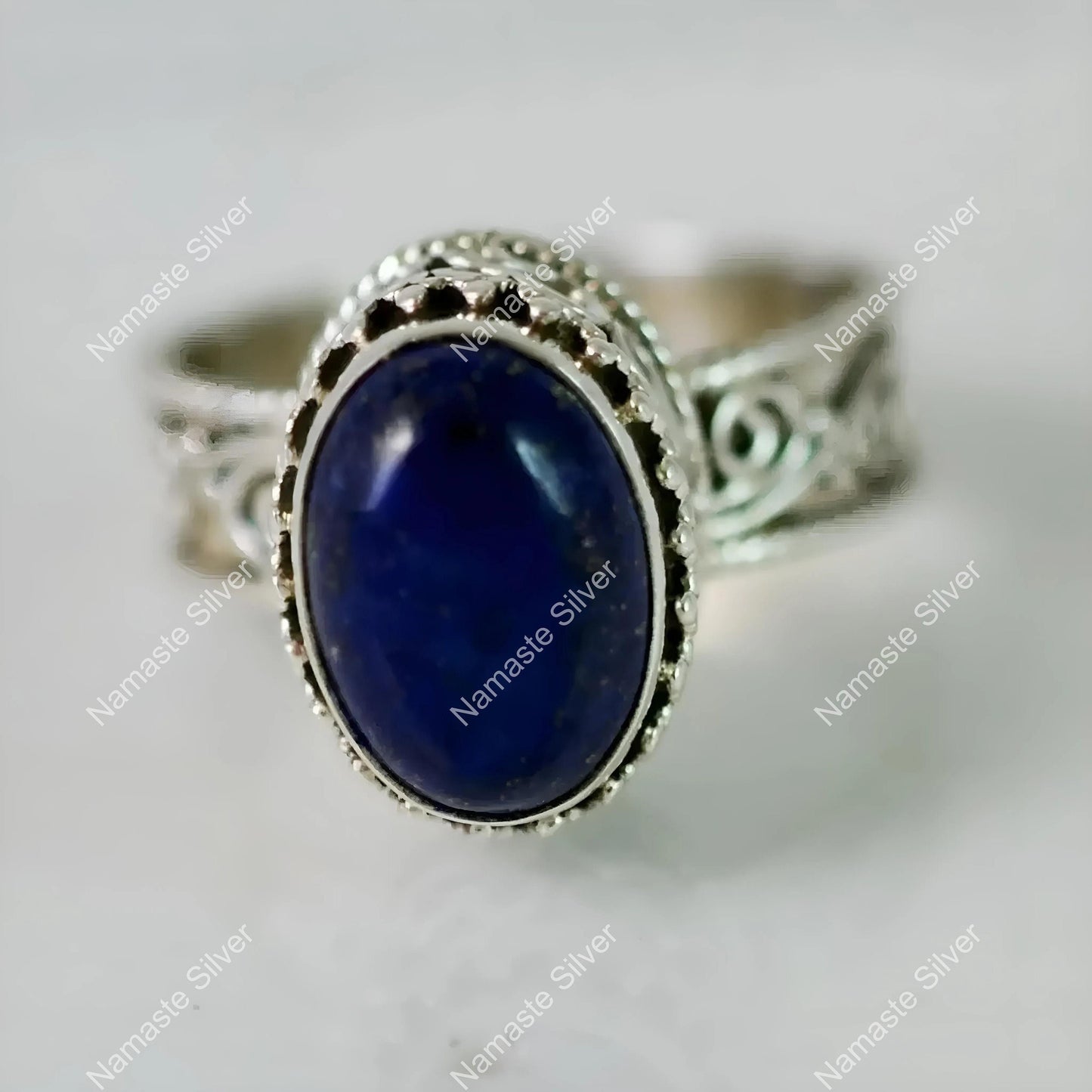 Lapis Lazuli Ring, 925 Sterling Silver Promise Ring, Natural Blue Oval Gemstone Handmade Jewelry, September Birthstone, Unique Gift for her