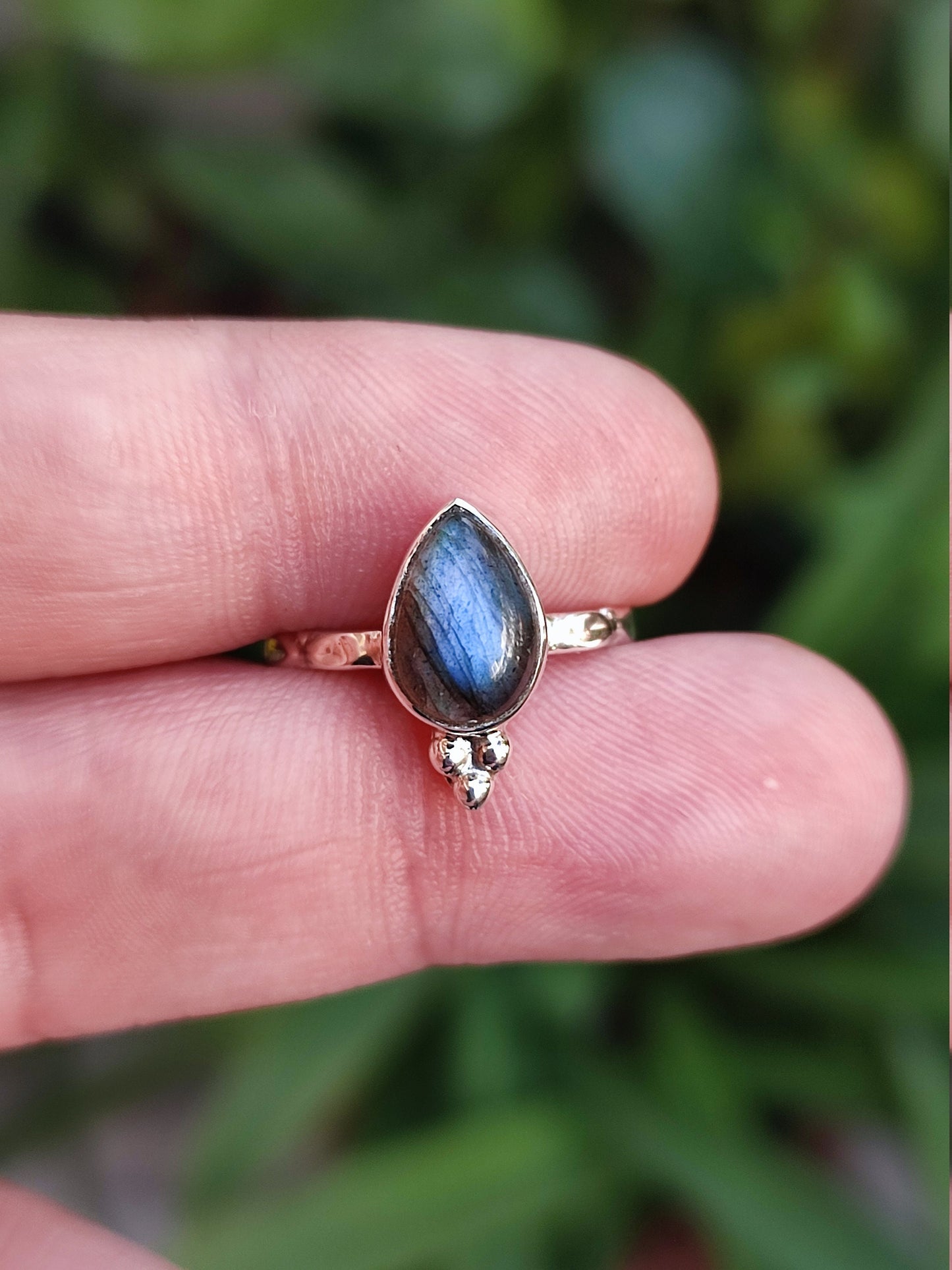 Labradorite Ring, 925 Sterling Silver Dainty Promise Ring, Natural Labradorite Pear Shape Handmade Jewelry, February Birthstone Gift for Her