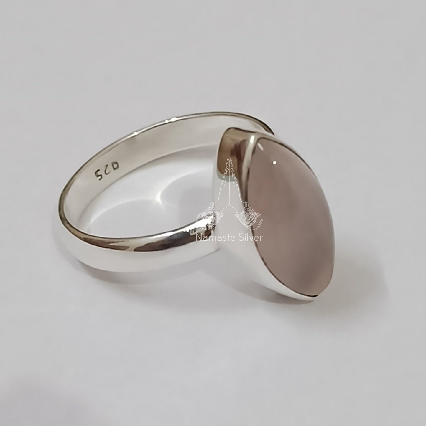 Rose Quartz Ring, 925 Sterling Silver Statement Promise Ring, Handmade Natural Pink Gemstone Marquise Boho Jewelry, Birthstone Gift for Her