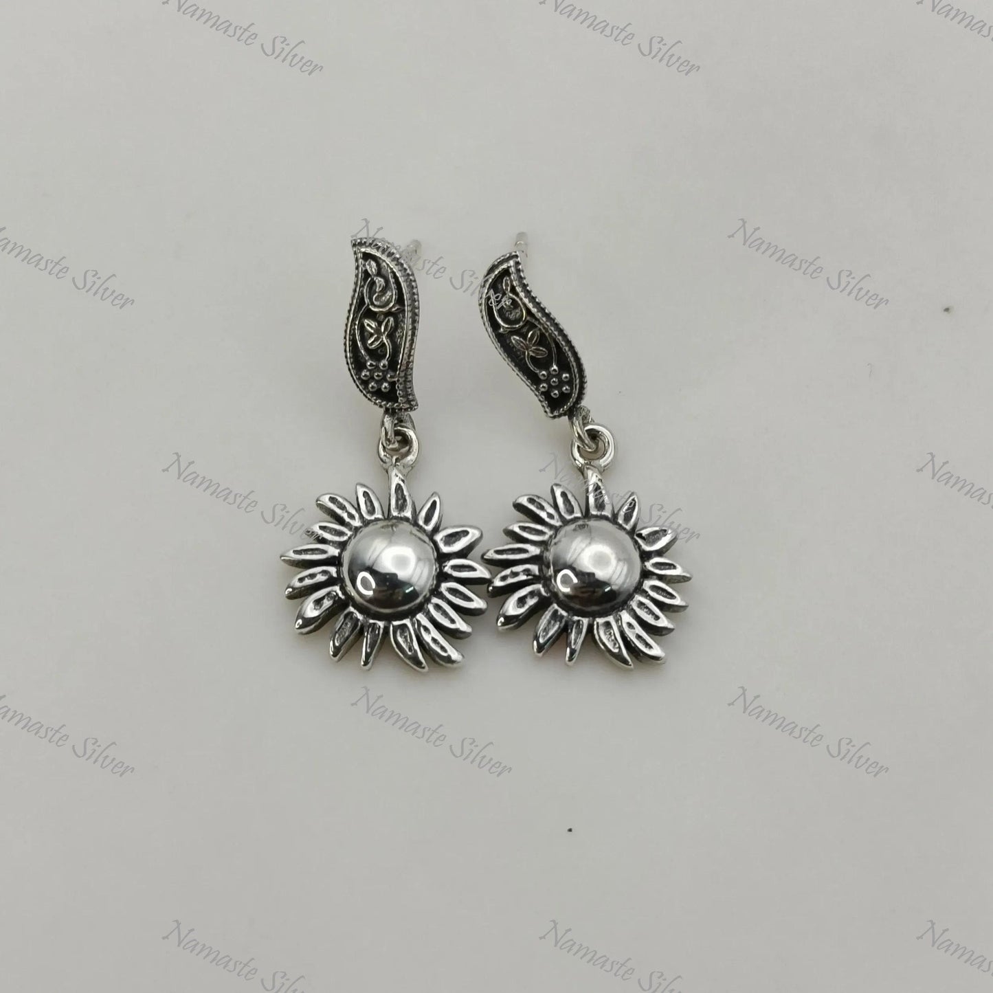 Sun Earrings, 925 Sterling Silver Dangle Celestial Earrings, Sun Burst Earrings, Handmade Boho Celestial Sun Jewelry, Unique Gift For Her