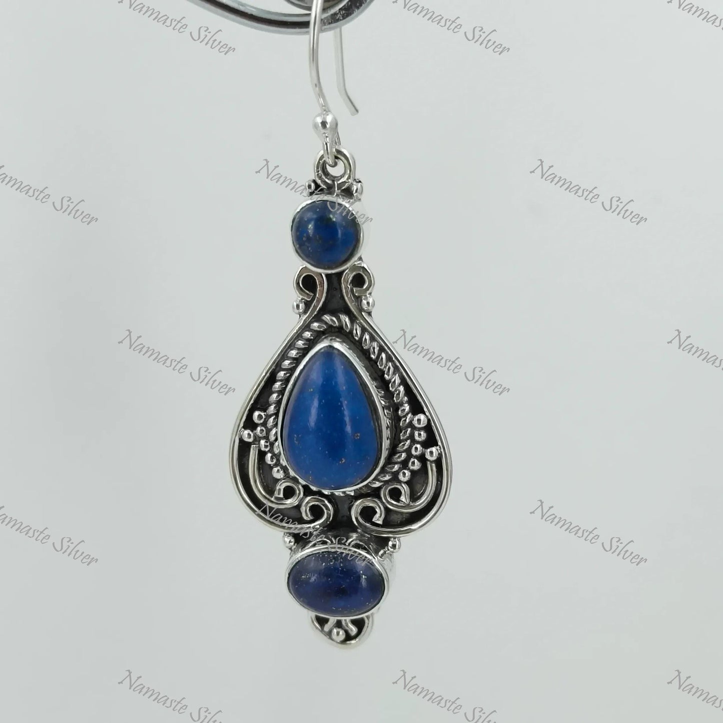 Lapis Lazuli Earrings, 925 Sterling Silver Dangle Drop Earrings, Natural Lapis Lazuli Gemstone Handmade Boho Jewelry, Elegant Gift for her