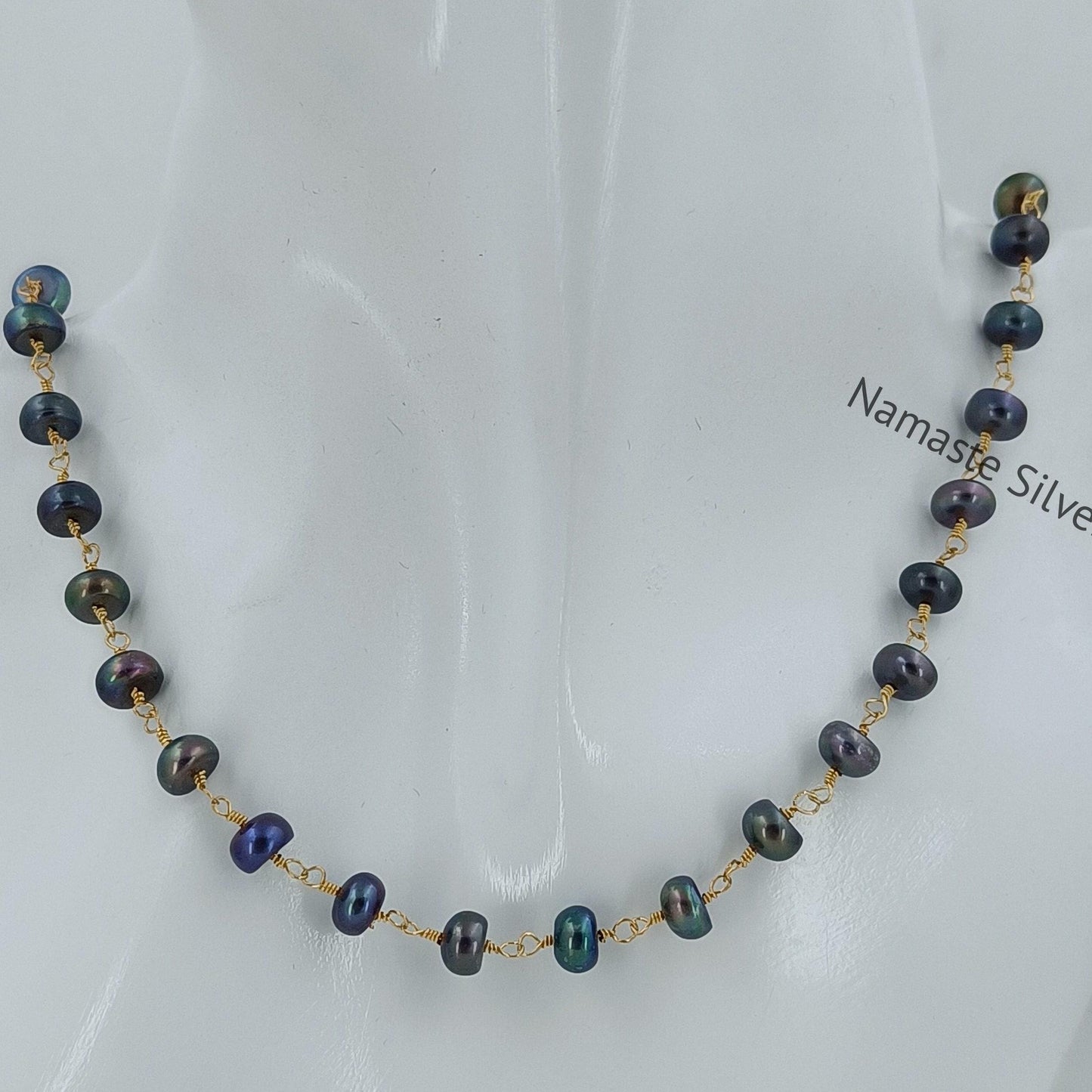 Black Pearl Necklace, Gold Filled 925 Sterling Silver Necklace for Women, Freshwater Peacock Black Pearl Handmade Jewelry, Gift for Her