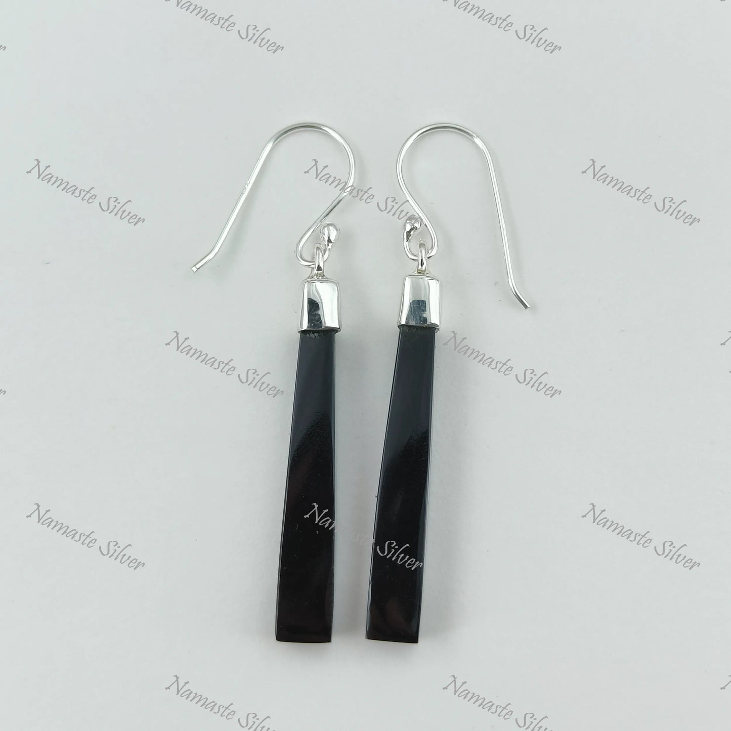 Black Onyx Earrings, 925 Sterling Silver Dangle Drop Earrings, Natural Black Onyx Long Handmade Boho Earrings, July Birthstone, Gift for Her