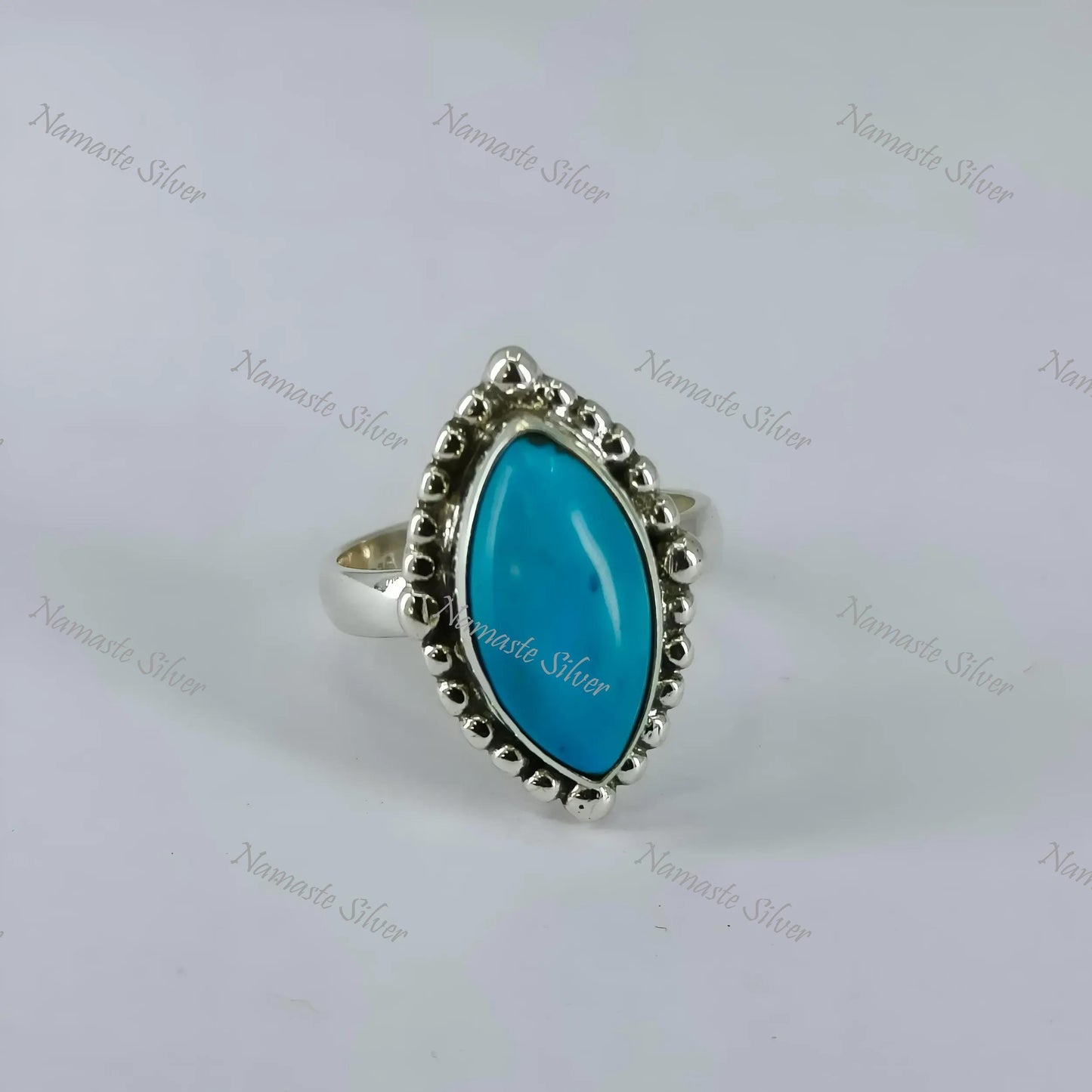 Natural Turquoise Ring, 925 Sterling Silver Statement Promise Ring for Women, Turquoise Marquise Gemstone Jewelry, Christmas Gift For Her