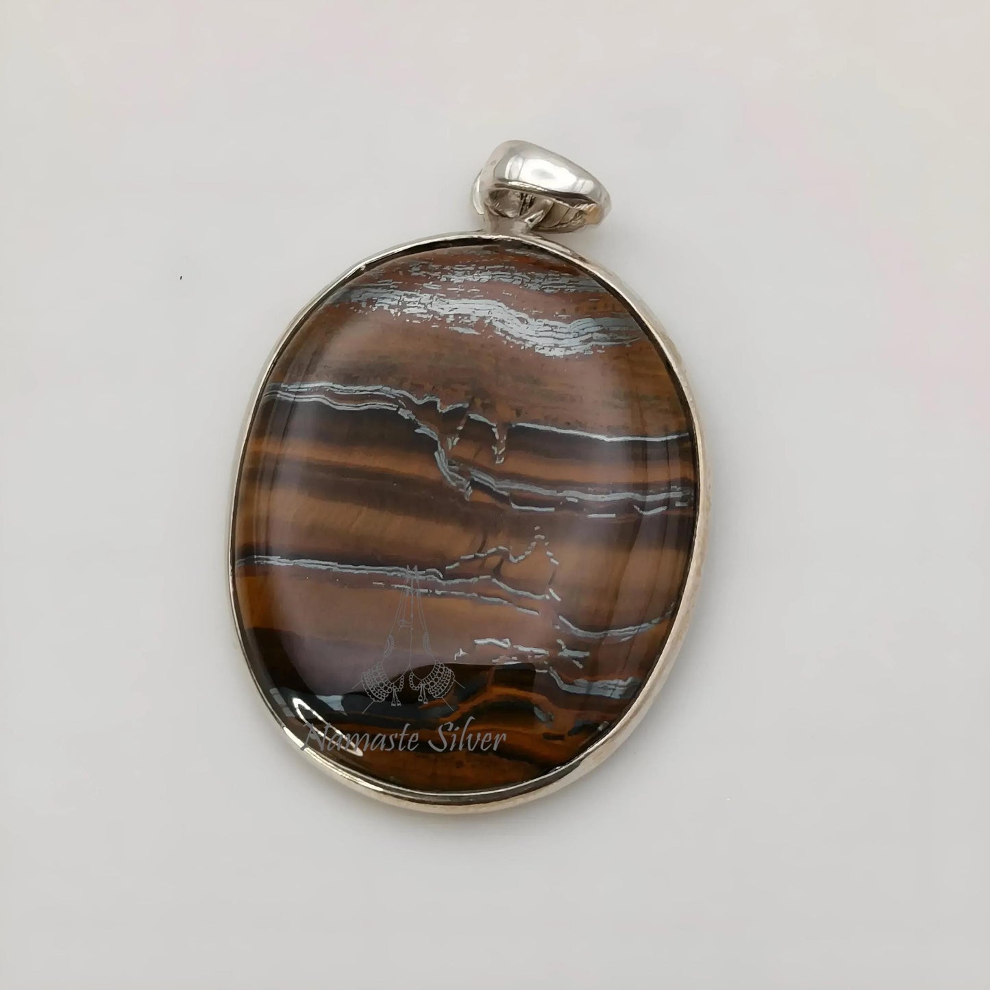 Iron Tiger Eye Pendant, 925 Sterling Silver Handmade Pendant, Natural Tiger's Eye Oval Gemstone Pendant Jewelry, Gift For her, One Of A Kind