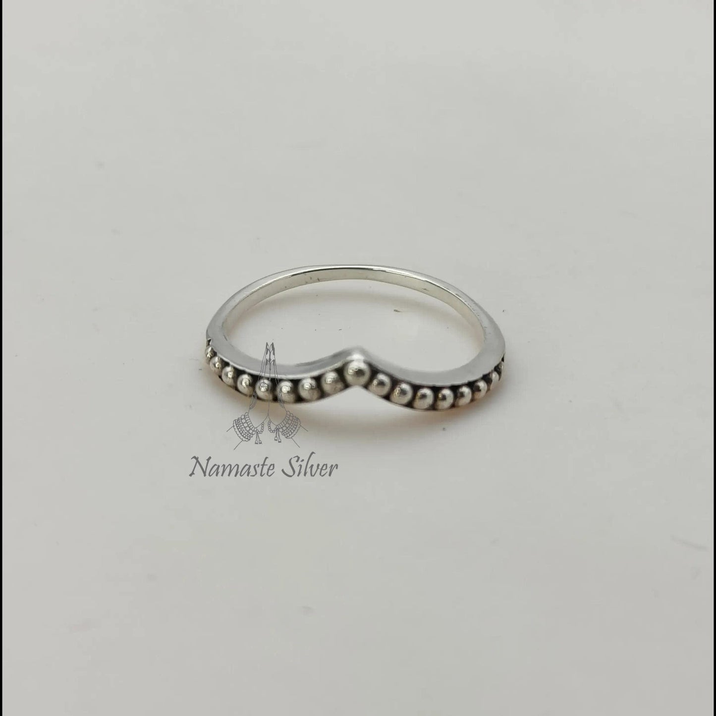 Beaded Ring, 925 Sterling Silver Dainty Ring Band for Women, Cute Minimalist Design Promise Ring, Handmade Boho Jewelry, Unique Gift for Her