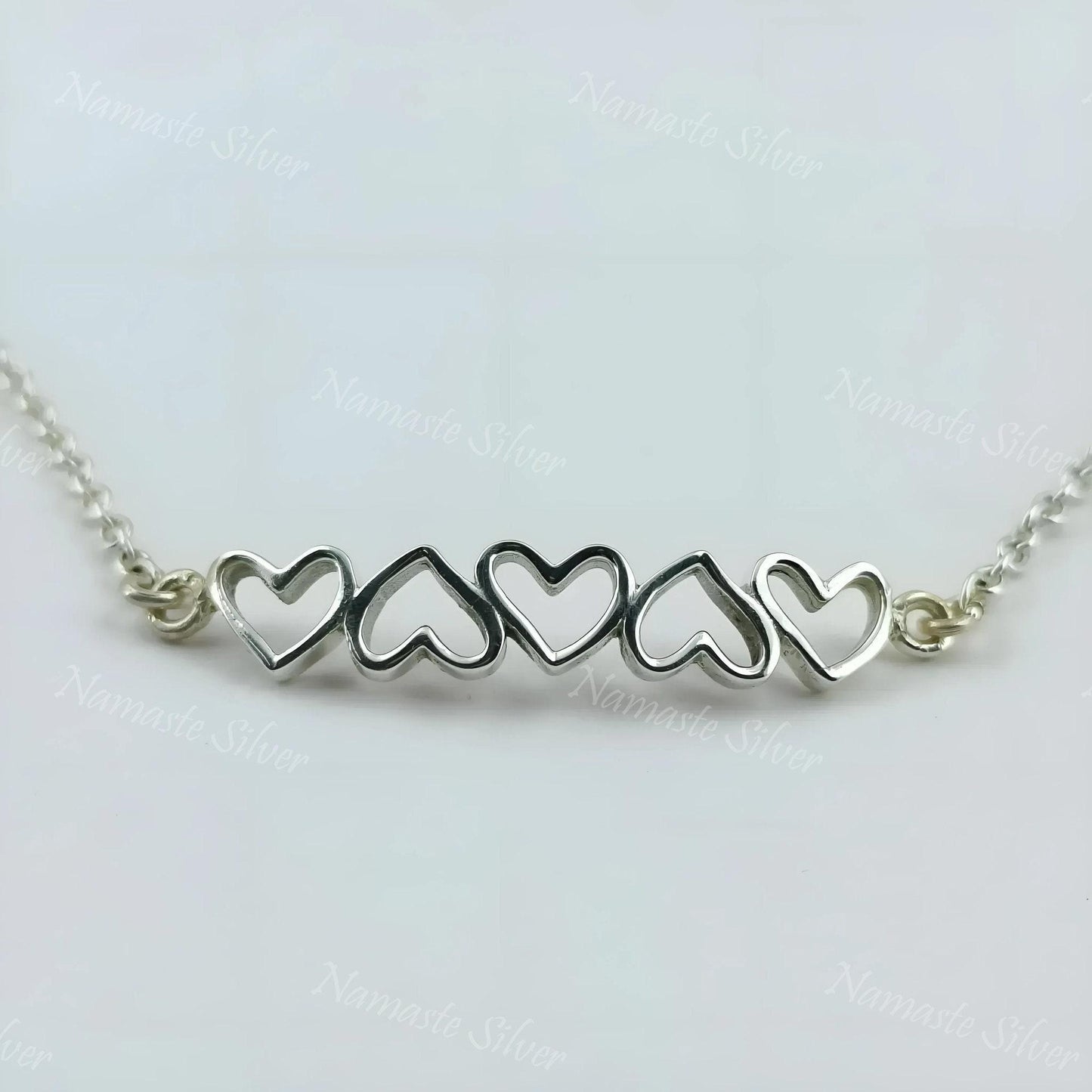 Heart to Heart Bracelet, 925 Sterling Silver Bracelet, Adjustable Minimalist Jewelry, Dainty Heart Charm Gift for Women, Everyday Bracelet