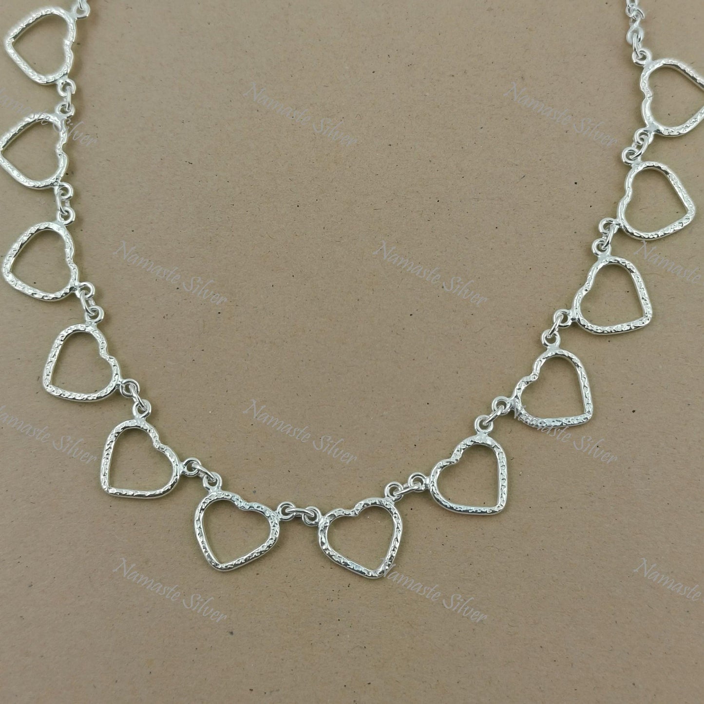 Tiny Hearts Necklace, 925 Sterling Silver Dainty Hearts Choker, Handmade Heart Shape Jewelry Necklace, Elegant Gift For Her for Christmas