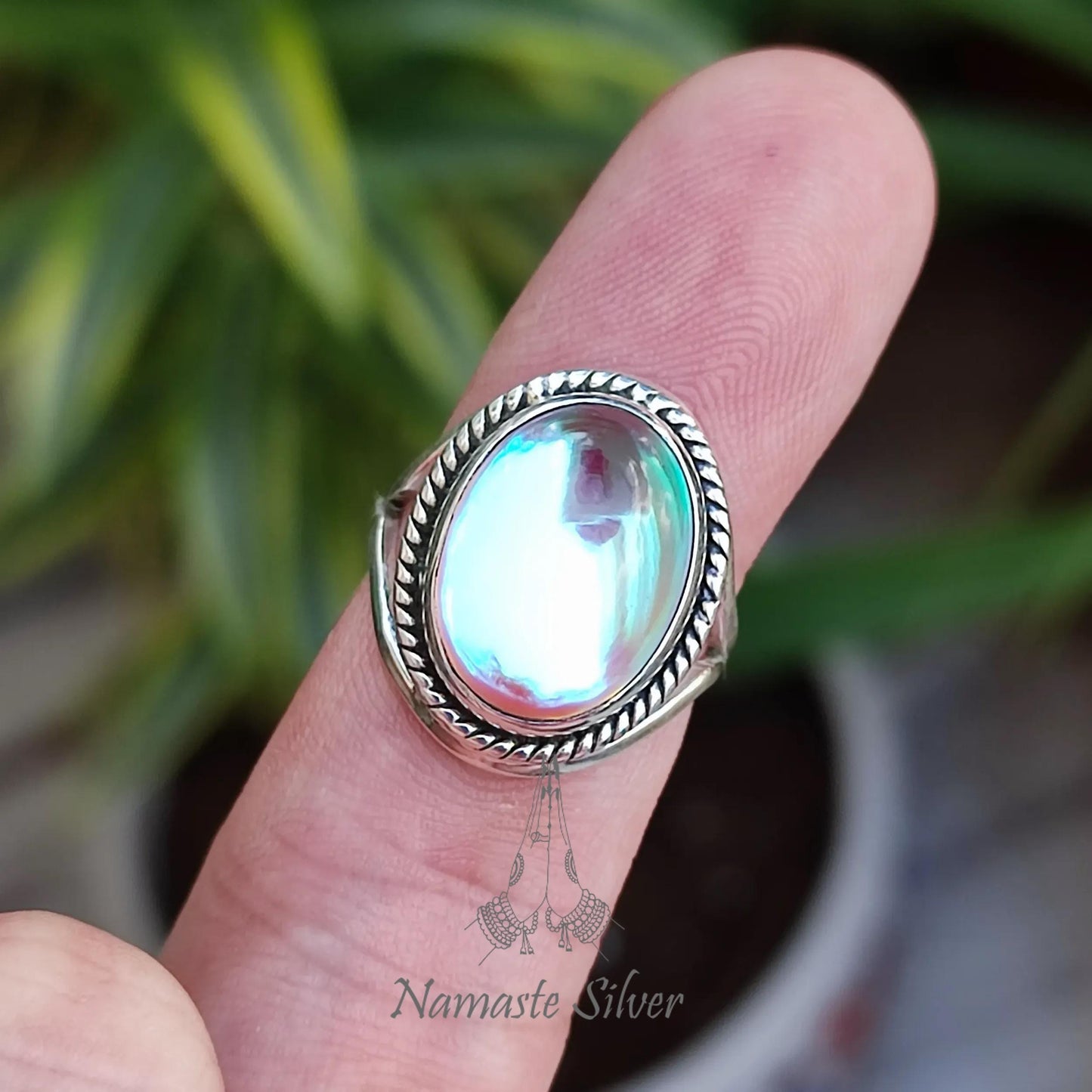 Mercury Mystic Quartz Ring, Sterling Silver Promise Ring, Aurora Borealis Crystal Ring, Handmade Rainbow Mystic Quartz Ring, Gift For Her