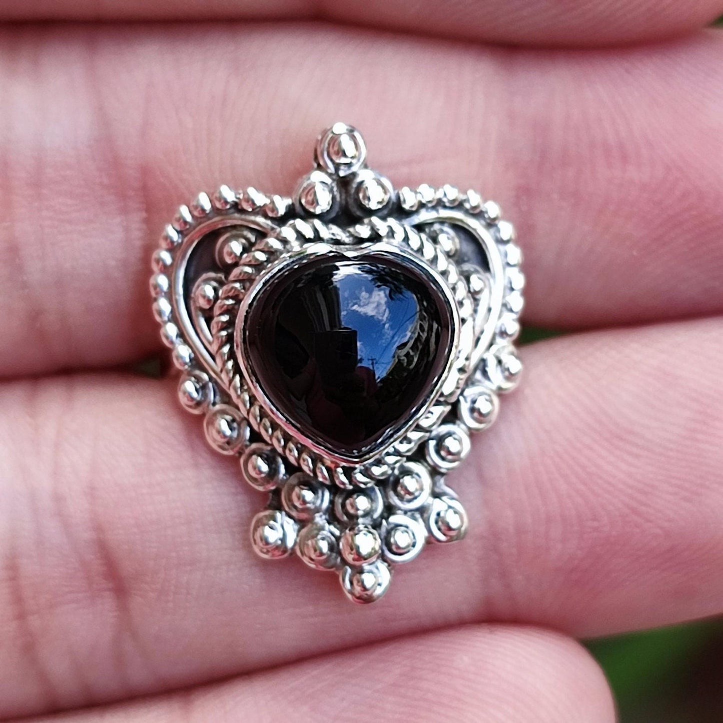 Black Onyx Ring, 925 Sterling Silver Statement Ring, Natural Black Onyx Heart Shape Gemstone Handmade Jewelry, July Birthstone, Gift For Her