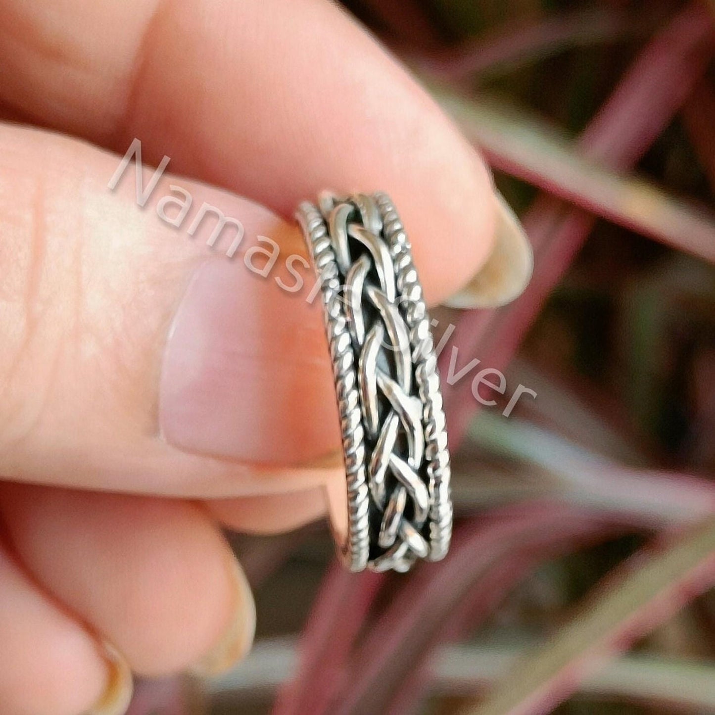 Celtic Knot Weave Sterling Silver Women Ring, Celtic Knot Thumb Ring, Endless Knot Ring, Celtic Weave Handmade Silver Ring for Women