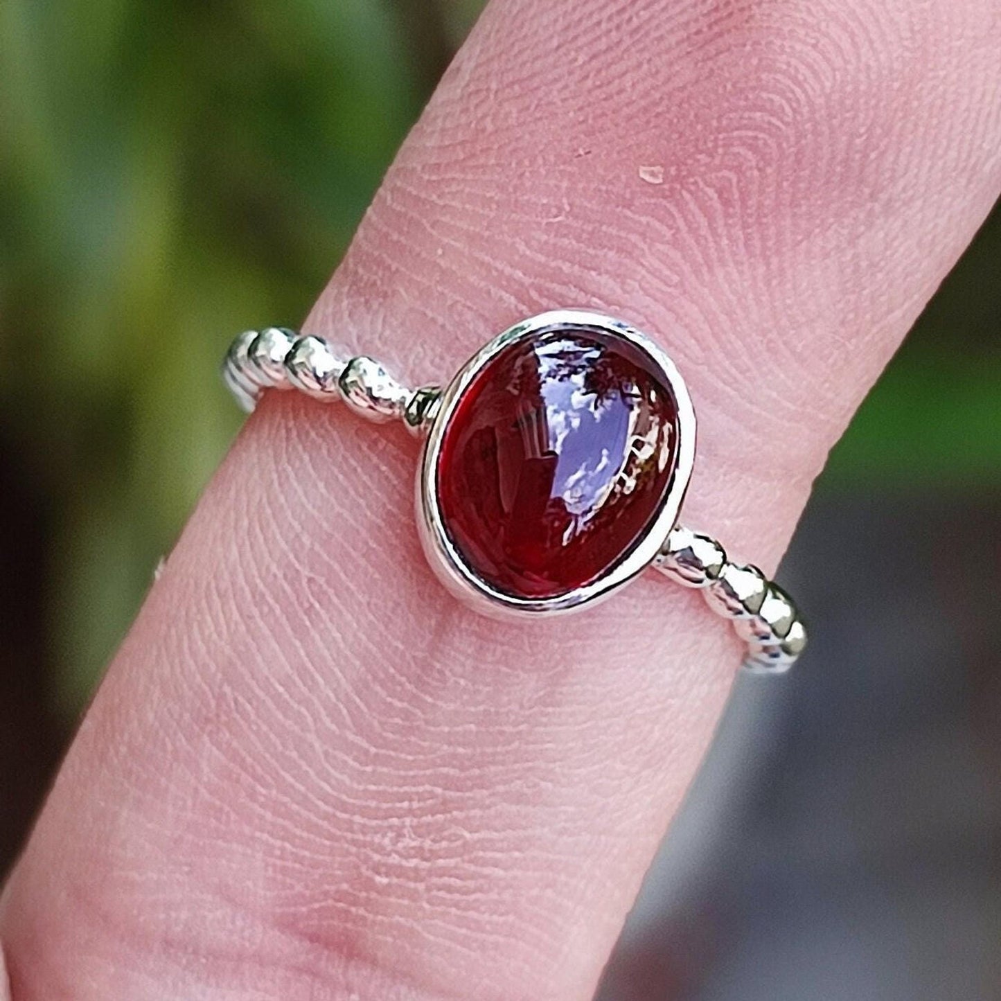 Garnet Ring, 925 Sterling Silver Promise Ring, Natural Red Garnet Oval Gemstone Handmade Jewelry, January Birthstone, Dainty Gift for Her