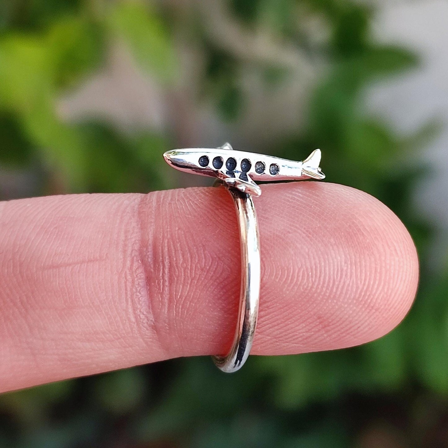 Sterling Silver Airplane Ring, Unique Aviation Jewelry, Handmade Minimalist Promise Ring, Air Travel Gift for Her, Dainty Aeroplane Jewelry