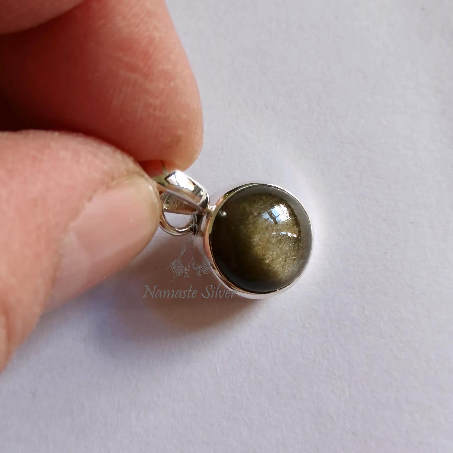 Gold Sheen Obsidian Pendant, 925 Sterling Silver Handmade Pendant, Natural Obsidian Gemstone Jewelry, Gift For Her, November Birthstone