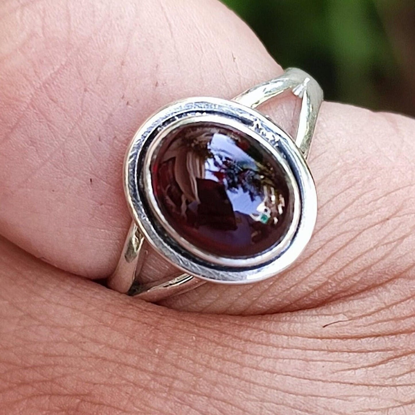 Garnet Ring, 925 Sterling Silver Handmade Statement Promise Ring, Natural Garnet Oval Gemstone Boho Jewelry, January Birthstone Gift for her