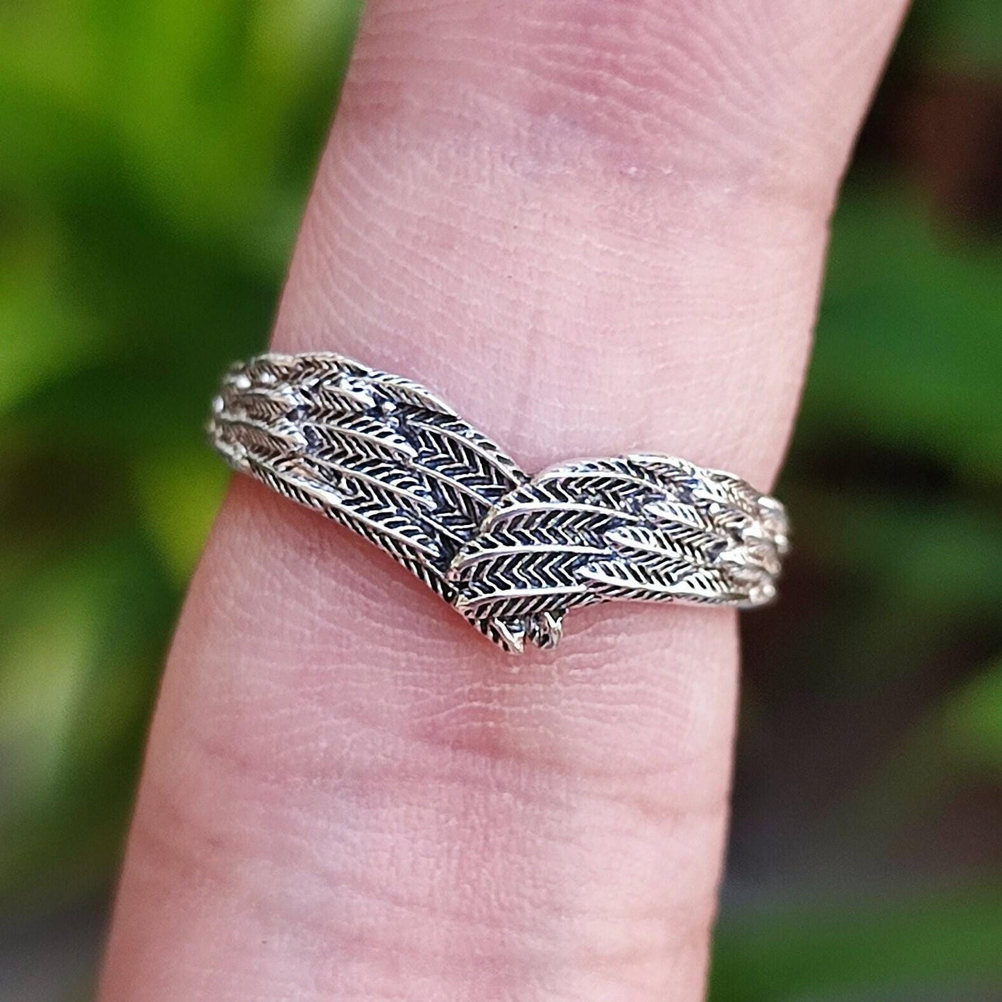 Angel Wing Ring, Sterling Silver Angel Feather Wing Ring, Angel Wing Hug Ring, Feather Ring, Handmade Dainty Minimalist Band, Gift for Her