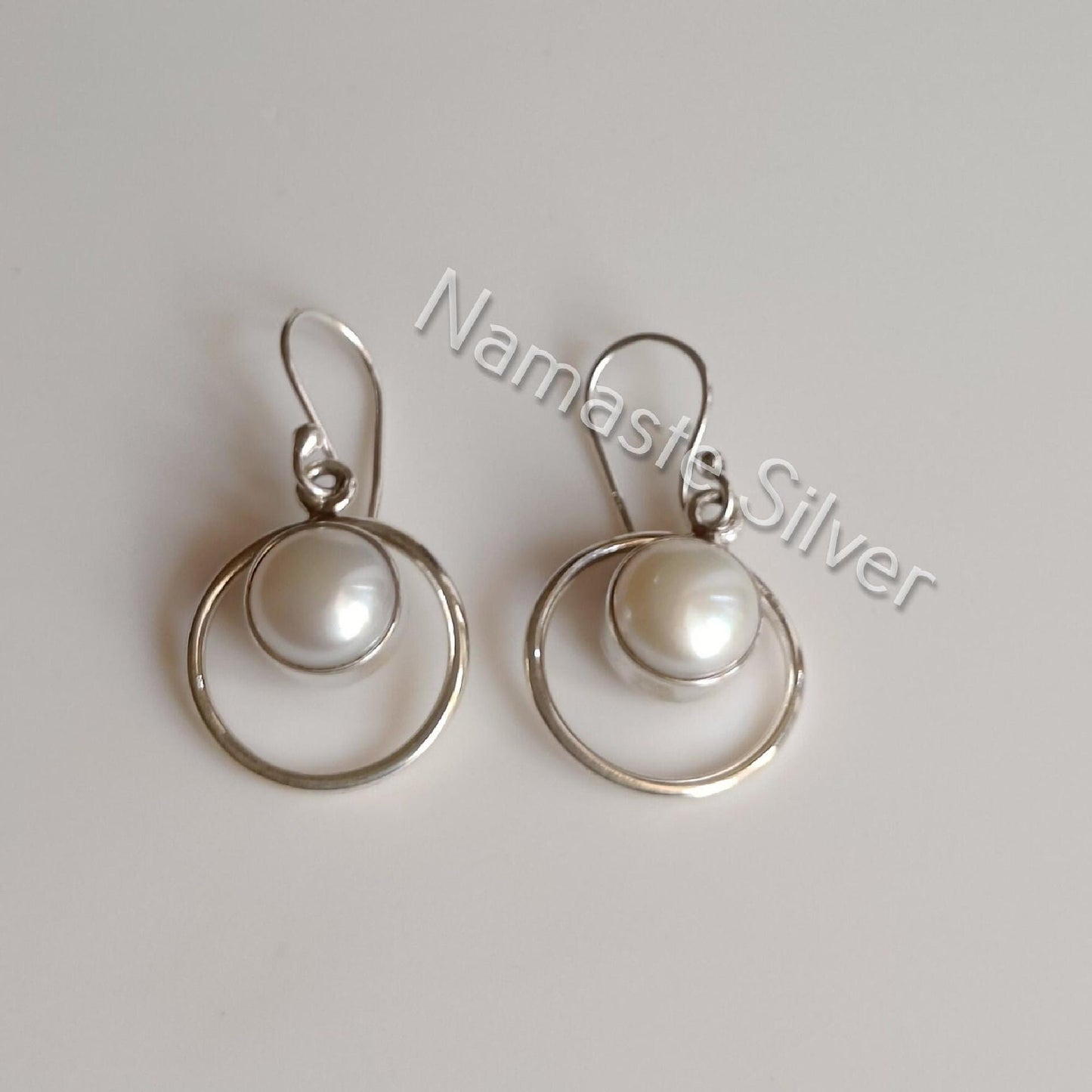 Pearl Earrings, 925 Sterling Silver Dangle Earrings, Freshwater Pearl Handmade Boho Jewelry, June Birthstone, Unique Dainty Gift For Her