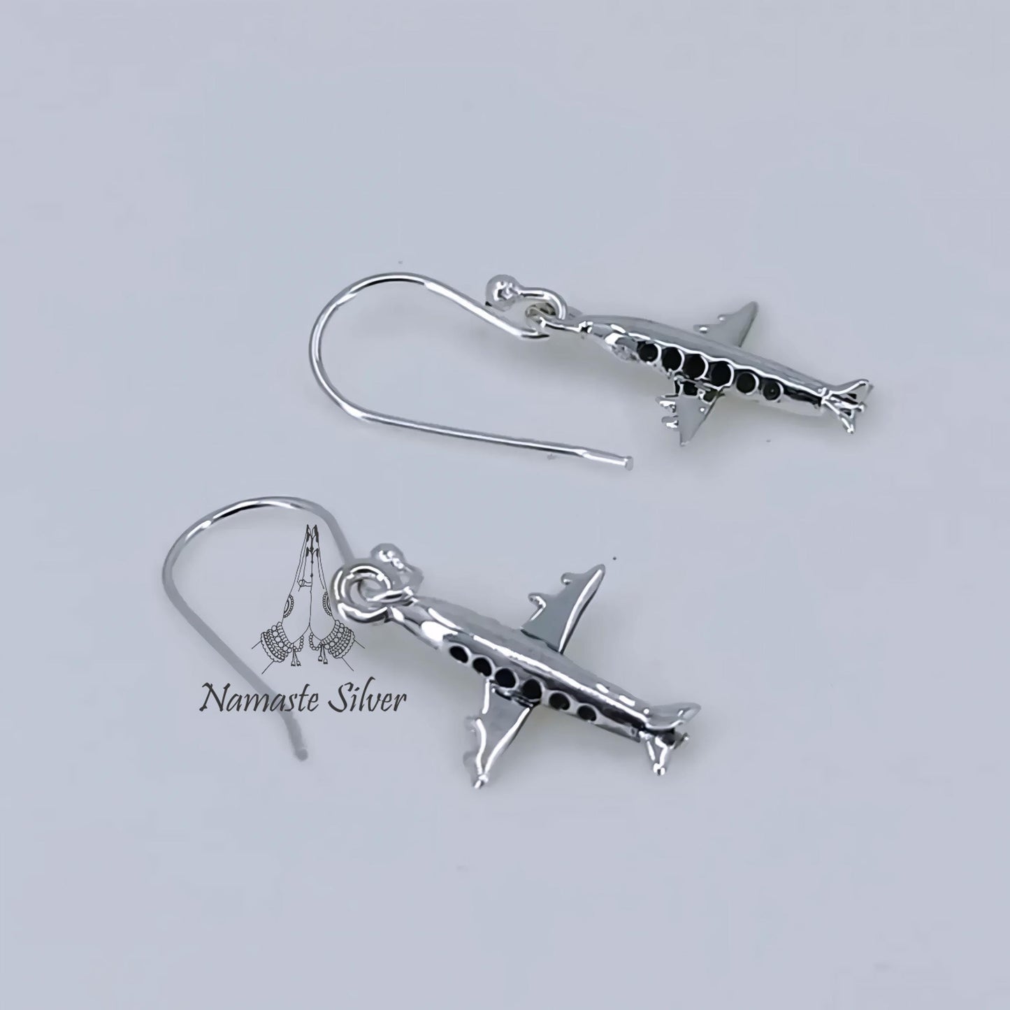 Airplane Earrings, 925 Sterling Silver Handmade Dangle Earrings, Flight Attendant & Pilot Gift, Travel Gift For Her, Unique Aviation Jewelry