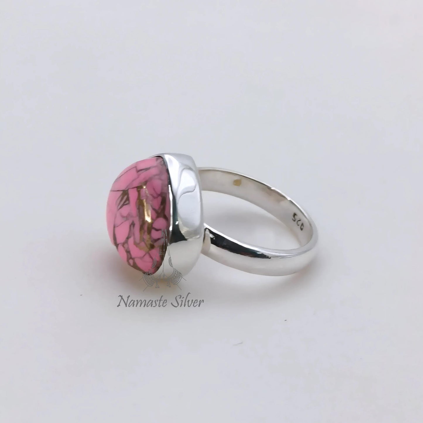 Pink Turquoise Ring, 925 Sterling Silver Promise Ring, Natural Pink Copper Turquoise Heart Shape Handmade Jewelry, Birthstone Gift For Her