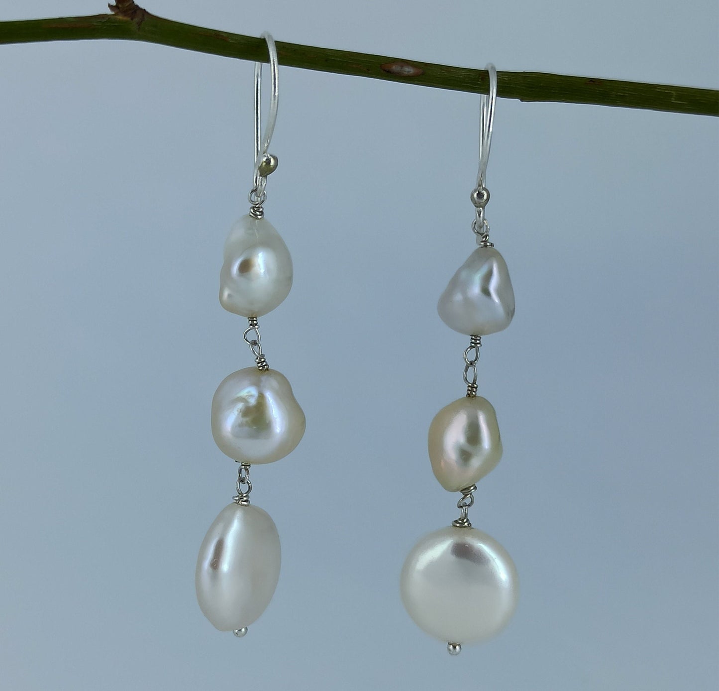 Freshwater Pearl 925 Sterling Silver Handmade Dangle Earrings for Women, Pearls Earrings, Boho Earrings, Gift for her, Handmade Earrings