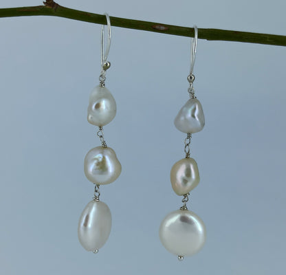 Freshwater Pearl 925 Sterling Silver Handmade Dangle Earrings for Women, Pearls Earrings, Boho Earrings, Gift for her, Handmade Earrings