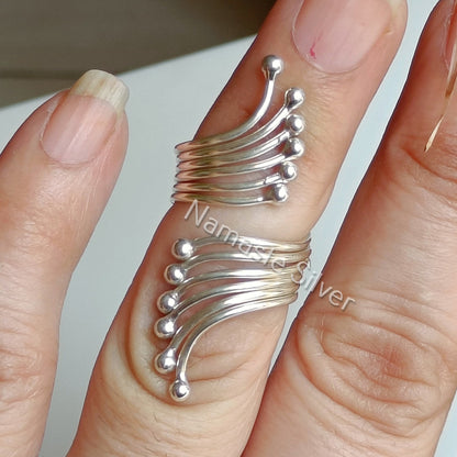 925 Sterling Silver Ring, Plain Silver Ring Band, 925 Solid Sterling Silver Floral Women Adjustable Ring, Dainty Ring, Gift for her