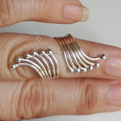 925 Sterling Silver Ring, Plain Silver Ring Band, 925 Solid Sterling Silver Floral Women Adjustable Ring, Dainty Ring, Gift for her