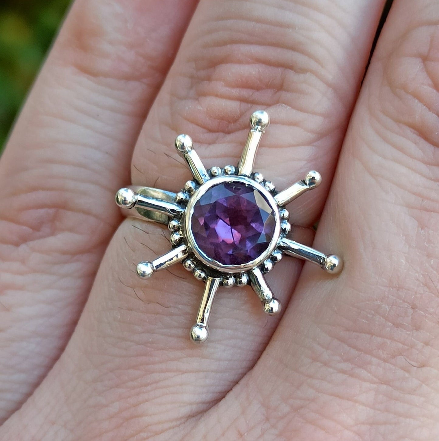 Amethyst Sterling Silver Handmade Statement Ring for Women, Amethyst Gemstone Ring, Gift for Her, Boho Ring