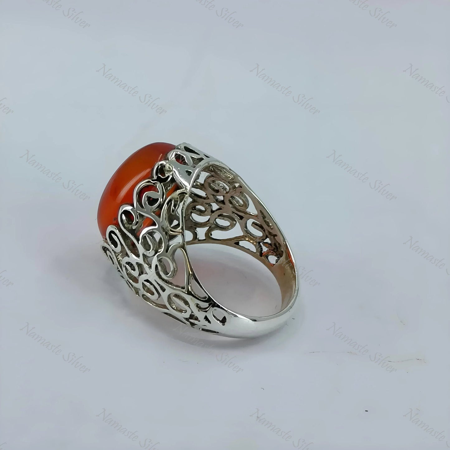 Carnelian Ring, 925 Sterling Silver Statement Promise Ring, Natural Carnelian Oval Gemstone Handmade Boho Jewelry, July Birthstone Gift