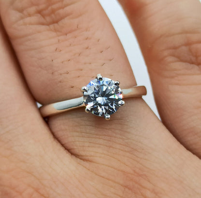 Cubic Zirconia Ring, 925 Sterling Silver Promise Ring for Women, 4 Carat CZ Round Handmade Solitaire Jewelry, Proposal Ring, Gift for Her