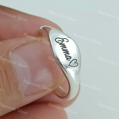 Custom Name Ring, 925 Sterling Silver Engraved Name Jewelry, Personalized Handmade Rings, Stackable Initial Ring, Unique Dainty Gift for Her